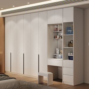 Armario sencillo de lujo ligero, dormitorio de madera para el hogar, combinación de puerta plana, minimalista, económico, moderno, nórdico, sala de estar, Villa - Product Image 3