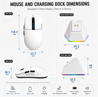 Souris sans fil légère et portable avec bouton latéral, Bluetooth 2.4G, filaire, rechargeable, écran RGB, avec station de charge