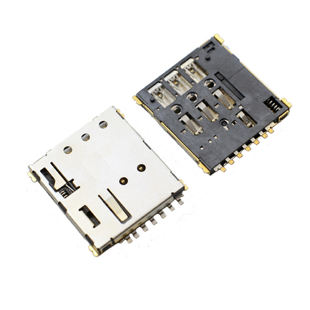 SIM8066-6-1-14-01-A Waterproof Stainless Steel Memory Card Connector Nano SIM Push-Push 6P 12.7mm SMT Right Angle 1A Current