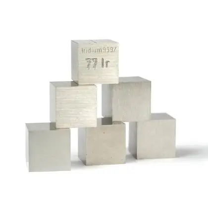 Lingote de iridio de alta calidad a buen precio Ir 99.95% 10Mm/25,4 Mm Cubo de metal Cubo de iridio para recoger elementos