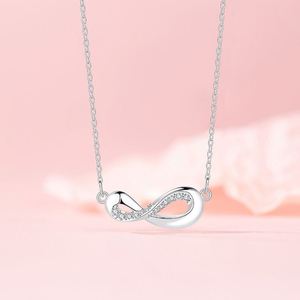 Collar De Acero Inoxidable Infinity Mobius Strip Zircon Necklace for Women Full Zircon Charm Clavicle <b>Chain</b> Necklace - Product Image 1