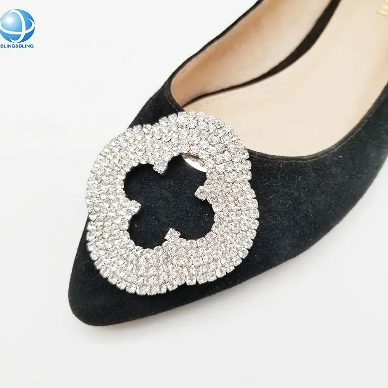 Chino gran cruz Flor de diamantes de imitación de plata hebilla clip de zapato para bolsa de zapatos