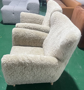 Modern Wing Back Jodie Accent <strong>Chair</strong> White Boucle Genuine Sheepskin Upholstered Curved <strong>Loose</strong> Shaped Villas Leisure <strong>Chair</strong> - Product Image 3