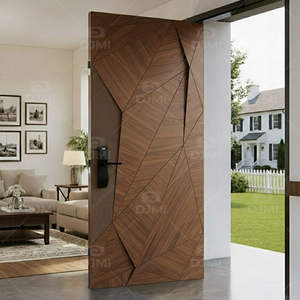 Puerta de Entrada Pivotante de Madera Maciza de Teca Residencial <span class=keywords><strong>Caribe</strong></span>ña, Estilo de Grano de Madera Natural Oscuro - Product Image 2