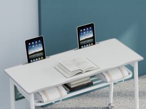 Hiện Đại Trắng chiều cao-có thể điều chỉnh bàn máy tính với điện thoại di động bánh xe trên bán đồ nội thất trường học cho sinh viên & máy tính xách tay đứng - Product Image 5