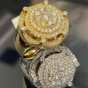 Cincin Moissanite Fashion Kustom Perhiasan Mewah Gaya Besar Ukuran Besar Cincin Pria Moissanite Bulat Perak Sterling 925 Cincin Cuban - Product Image 1
