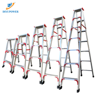 Échelle à marches en aluminium multifonctionnelle moderne 95 cm, échelle télescopique pliable en A, légère, certifiée CE, 300 lb, portable pour supermarché