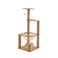 Arbre à chat en bois massif avec lit et griffoir en sisal, résistant aux griffures, durable, avec griffoir rembourré en velours pour l'hiver, simplicité