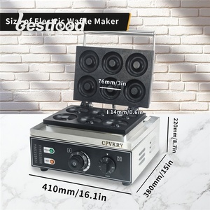 Machine à beignets électrique facile à utiliser, 6 trous, chauffage double face, antiadhésive, en acier inoxydable, mini-machine à beignets pour la maison, la boulangerie, le café - Product Image 5