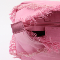 Sac fourre-tout en toile imperméable avec franges et pompons, grand format, robuste, avec fermeture éclair, pour femmes, filles, sac de plage, sac de shopping, avec logos personnalisés