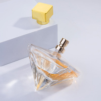 Flacon de parfum en verre de 80 ml avec atomiseur et bouchons, forme de diamants triangulaires, parfum fantaisie
