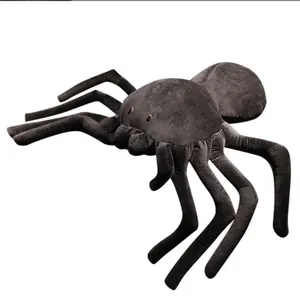 צעצוע קטיפה של בובת עכביש שחור מדמה בובת מתיחה של בובת עכביש שחורה