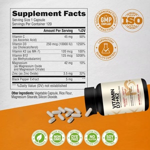 Vanwin Venta al por mayor OEM Etiqueta privada 10000iu Vitamina D3 K2 Cápsulas con magnesio, zinc Inmune Muscle Bone Health para hombres y mujeres - Product Image 3