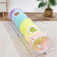 Tunnel de jeu pliable pour chat PKY avec deux fenêtres et une balle à bulles, tunnel pour chat pliable, tube de jeu pour chat en daim à 2 fenêtres