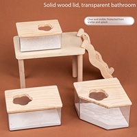Bac à sable transparent grand format pour hamsters - Bac à litière 2-en-1 pour hamsters syriens, décoration de cage anti-éclaboussures
