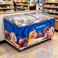 Congélateurs vitrine à glaces et bâtonnets glacés à onduleur, en promotion, 300L/350L/450L, avec porte vitrée incurvée