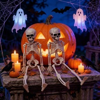 Décorations de mini-squelettes d'Halloween, 30 cm, corps entier avec corde de suspension pour fête d'Halloween, mur, porte et accessoires de maison hantée
