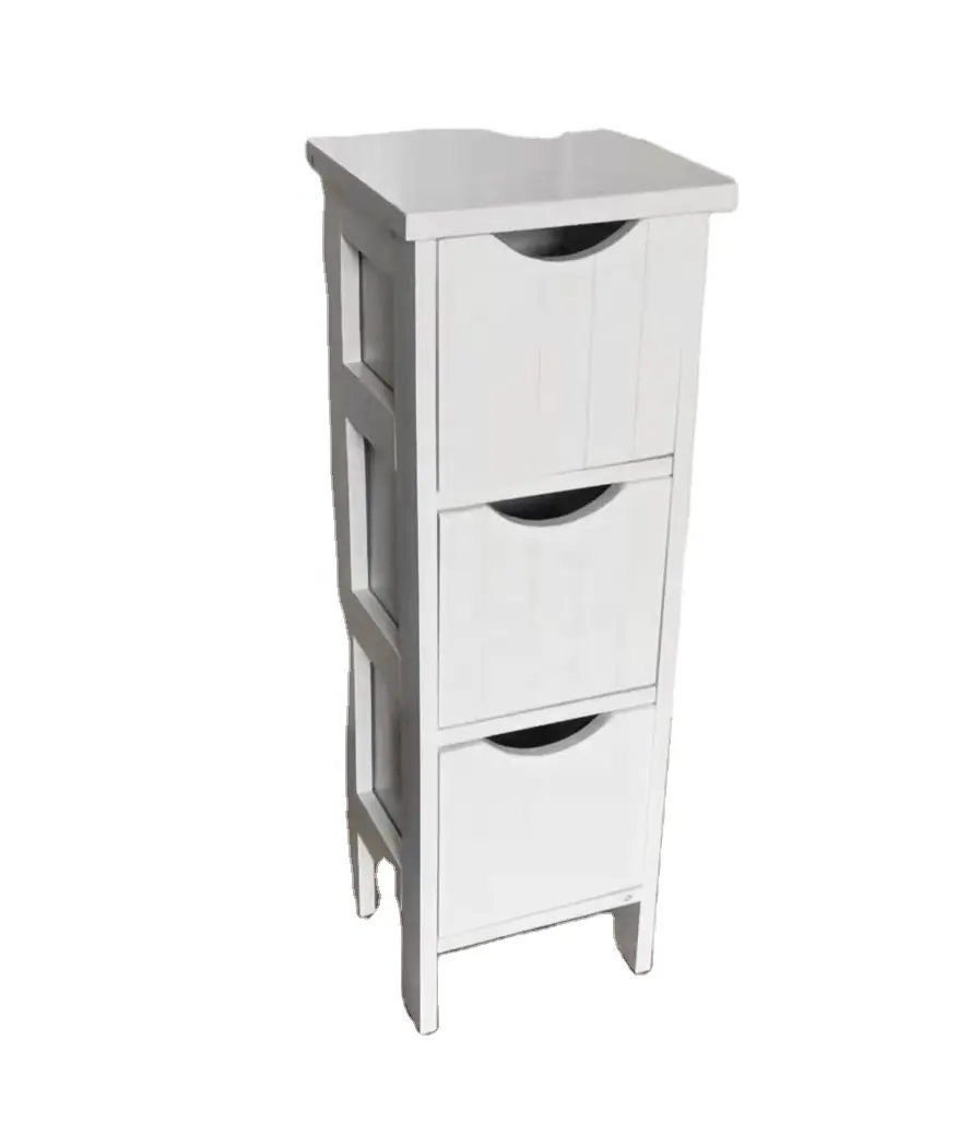 Narrow White Storage Cabinet with 3 Drawers, As Storage Cabinet for Bedroom Bathroom Living Room for Small Spaces Little Cabinet