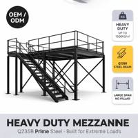 Plateforme de stockage en acier profilé H laminé à chaud, protection anticorrosion robuste, extension de stockage au deuxième étage pour entrepôt, capacité 1000 kg/m²