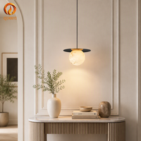 Lampe suspendue simple à LED en albâtre espagnol, style marbre, pour chambre d'hôtel, petite lampe à suspension à tête unique