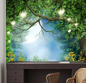Papel Tapiz Vinílico/PVC 3D 18D Impermeable, <span class=keywords><strong>Bosque</strong></span> de Fantasía, Hongos Mágicos, Faroles Brillantes, Paisajes Naturales, Murales para Sala de Estar, Dormitorio, Habitación Infantil - Product Image 1