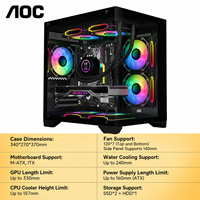 Casing PC AOC Black Full View Server MicroATX Full Tower 340x270x370mm dengan Dukungan 7x120mm Kipas, Mendukung ATX PSU 160mm Maksimal