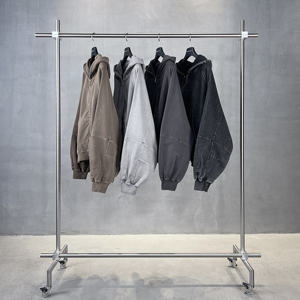 Sudadera con Capucha para Hombre, Estilo Holgado, 100% Algodón, 480 g/m², Lavado Ácido, con Cierre, Informal, Moderna, Unisex - Product Image 5