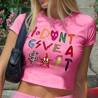 Camisetas Cortas de Verano Personalizadas Estilo Y2K para Mujer, Camisetas con Estampado Gráfico Estético de Grunge y Hadas, Camisetas para Adolescentes ASIN B0D8BMPK97