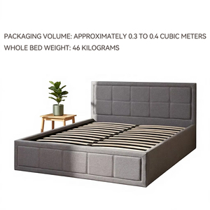 <span class=keywords><strong>Lit</strong></span> de style moderne rembourré en tissu doux avec rangement, cadre en bois de pin, <span class=keywords><strong>lit</strong></span> double ou queen size, meubles de chambre à coucher - Product Image 2