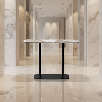 Table console moderne minimaliste nordique avec pieds en marbre, plateau blanc, élégante pour la salle à manger, ensemble de meubles de luxe et de chaises pour le salon