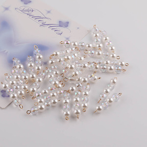 Perles à double pointe avec accents en cristal pour la fabrication de colliers, accessoires de bijoux DIY, apprêts ronds en résine plastique - Product Image 4