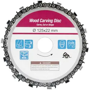 5 Inch Woodworking Grinder Chain Disc 14 Teeth 7/8 Inch Arbor Wood Carving Disc For 125mm Angle Grinder Chain Saw Blade