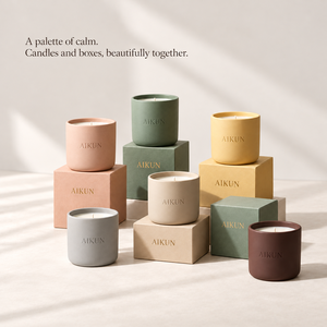 Ensemble cadeau de bougies parfumées Aikun en trois pièces avec étiquette personnalisée, pot blanc, couleurs de cire assorties, boîte rigide, OEM ODM pour les cadeaux de fête - Product Image 2