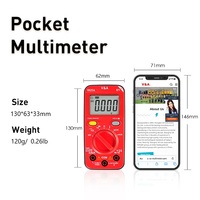 VA25A Multimeter Digital Mini Layar LCD Penguji Listrik DC/AC Tegangan Kapasitansi Ohm NCV TRMS Profesional Rentang Otomatis True