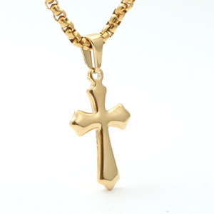yunnique <b>Cross</b> Pendant Necklace Gold Zinc Alloy Unisex Fashion Jewelry Gift - Product Image 1