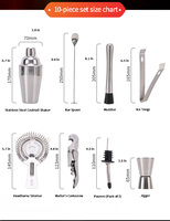 Ensemble de shaker à cocktails en acier inoxydable de qualité supérieure avec support en bambou, kit d'outils de bar pour bar à domicile et fêtes