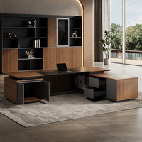 Bureau de direction modulaire en L de luxe, moderne, extensible, avec panneaux en bois massif, pour usage commercial, domestique et de bureau