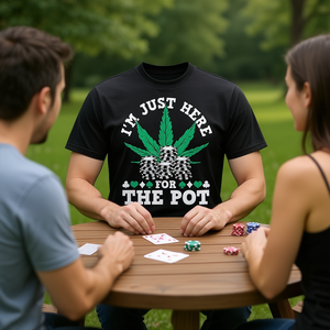 Camiseta I'm Just Here For The Pot Marijuana Poker, negra, para adultos, unisex, manga corta, cuello redondo - Product Image 3