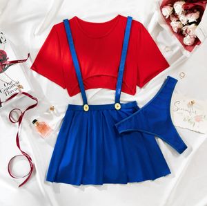 Minifalda y Tanga para Mujer, Lencería Sexy Inspirada en Uniforme, Tops Cortos, Conjunto de Lencería Erótica, OEM/Odm - Product Image 5