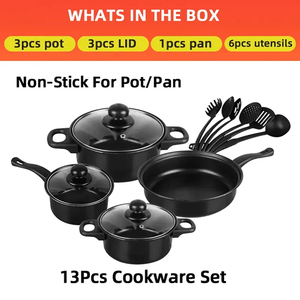 Precio barato de fábrica 13 piezas de cocina ollas y sartenes antiadherentes juegos de utensilios de cocina cazuela suministros de cocina - Product Image 3