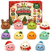 Calendrier de l'Avent de Noël 2026 : Assortiment de Jouets Anti-Stress Squishy TPR en Forme de Dumpling de Noël, 24 Surprises de Fêtes