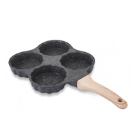 Poêle à petit-déjeuner RAF R.2553 à quatre compartiments, 19 cm, en aluminium, ronde, avec poignée aspect bois, pour œufs, crêpes, viande et fruits