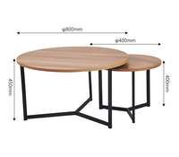 Ensemble de tables basses modernes de luxe en placage de noyer, revêtement en papier, rond, en MDF noir, meubles de salon, table basse pour le thé