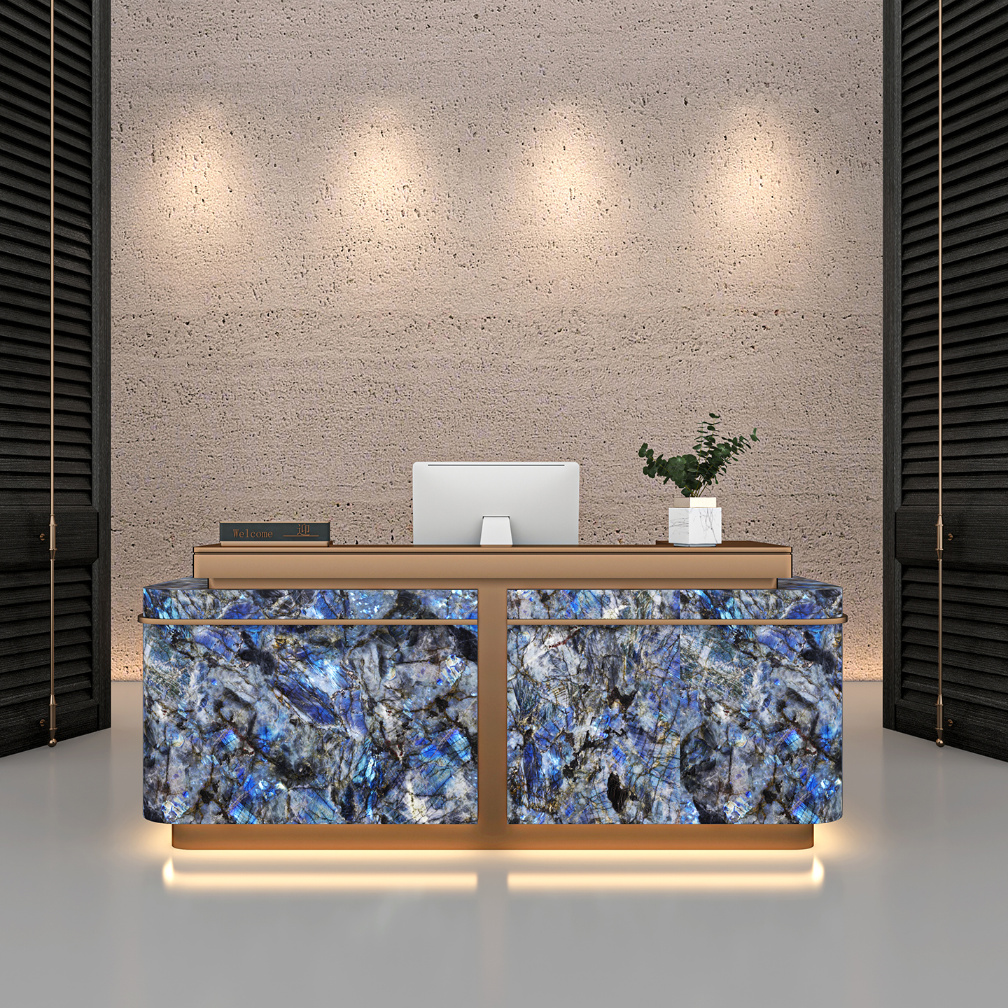 Zafiro + Acero inoxidable dorado