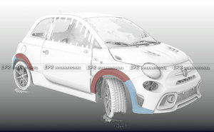 Nuevas Extensiones de Guardabarros Delanteros de Carrocería Ancha Tipo EPA para Fiat 595 695 Abarth S4, Marca EPR, 4 Piezas - Product Image 4