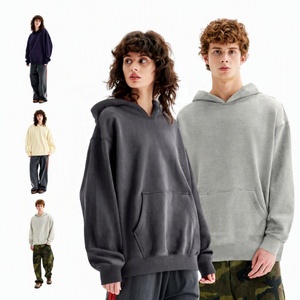 เสื้อฮู้ดดี้ปักโลโก้ตามสั่งสำหรับผู้ชาย ผ้าฝ้ายเฟรนช์เทอร์รี่ 100% หนัก 400-500 กรัม ทรงโอเวอร์ไซส์ แบบเรียบ - Product Image 4