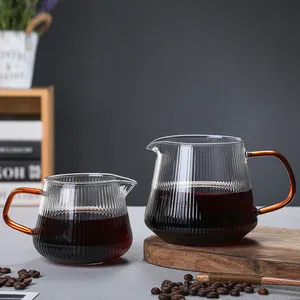 Juego de cafeteras elaboradas a mano de alto borosilicato, vasos a rayas, tazas con asa para café y té
