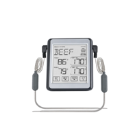 Thermomètre numérique à double sonde Melifon M-212, sondes en acier inoxydable, boutons tactiles, alarme de température personnalisée, écran LCD