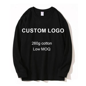 W50001ストリートウェアコットン軽量スウェットシャツOネックブランク無地カスタムロゴトレーニングジム特大プルオーバーパーカーTシャツ - Product Image 1