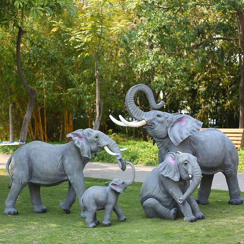 Trung Quốc Nhà Sản Xuất Sợi Thủy Tinh Mẹ Và Con Voi Tượng Lớn Elephant Figurine Đối Với Trang Trí Vườn Ngoài Trời